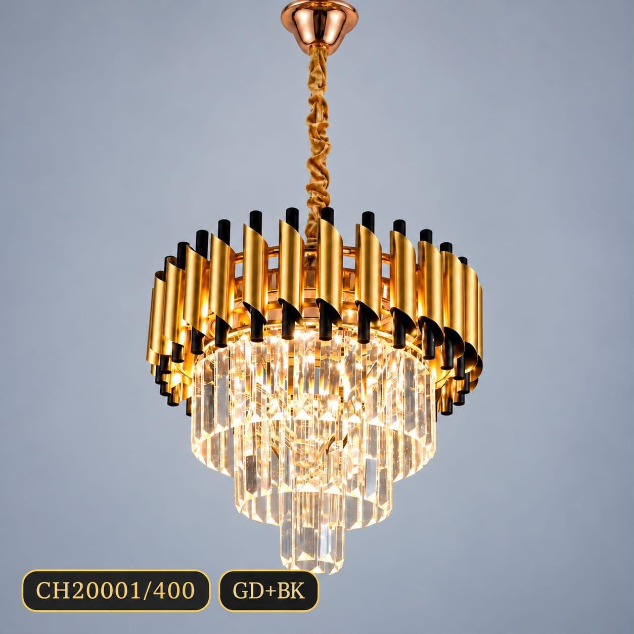 CH20001/400 Gold & Black Crystal Chandelier